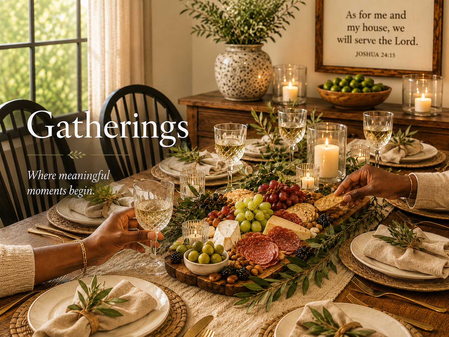 Women's gathering with handcrafted charcuterie and meaningful conversation by Oak & Olive.