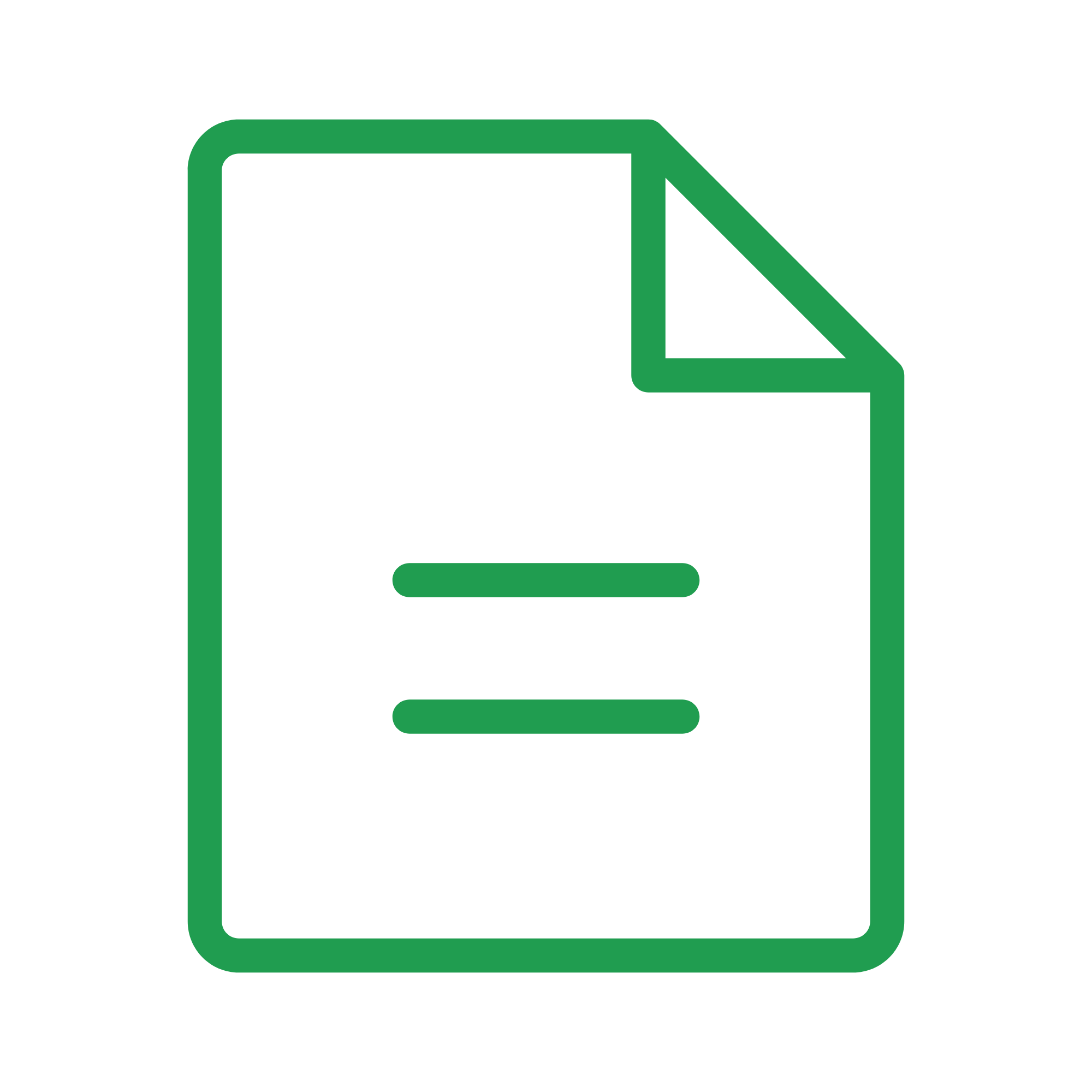 Outline of a green rectangular 3D shape with a right-angled triangle cutout on the upper right corner.