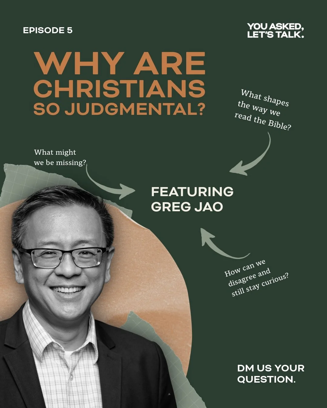 Sometimes it feels like Christians are quick to judge. In Episode 5, Greg and Bobby sit with that exploring what happens when faith, culture, conviction, and curiosity collide.

How much of what we see is shaped by where we come from? Can we disagree