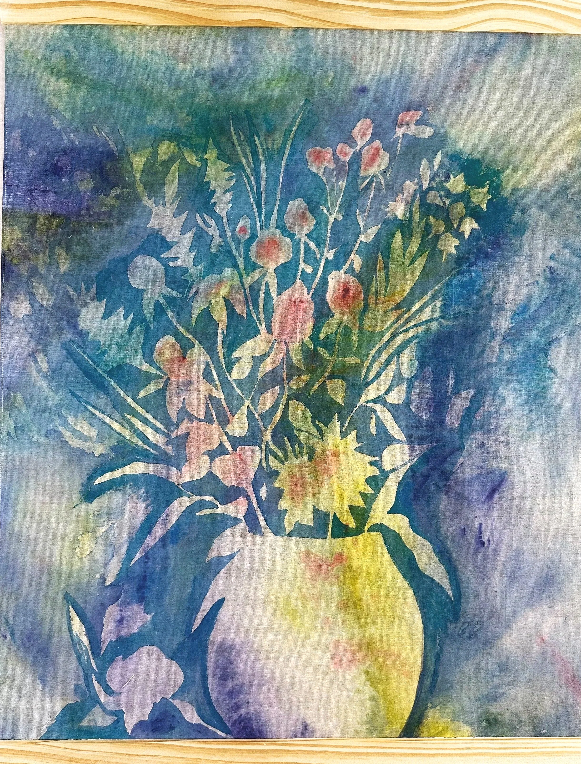 Cloth painted image of a still life