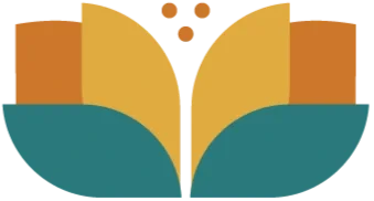Abstract open book with pages in yellow and teal colors