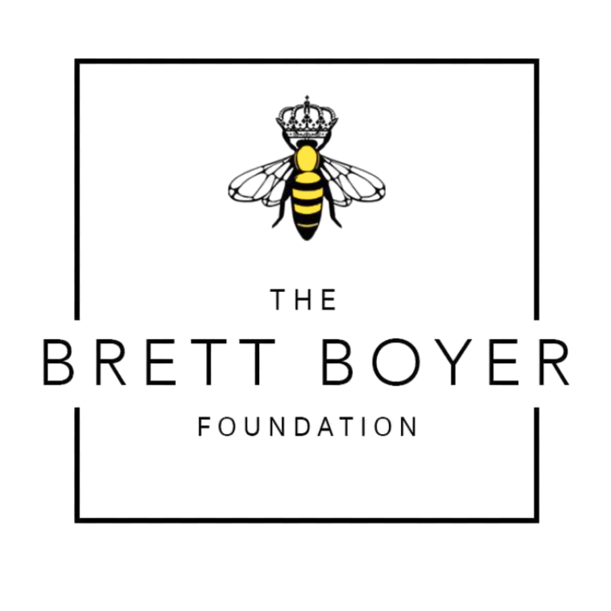Logo for The Pet Project Foundation featuring a black crown above a bee with yellow and black stripes.