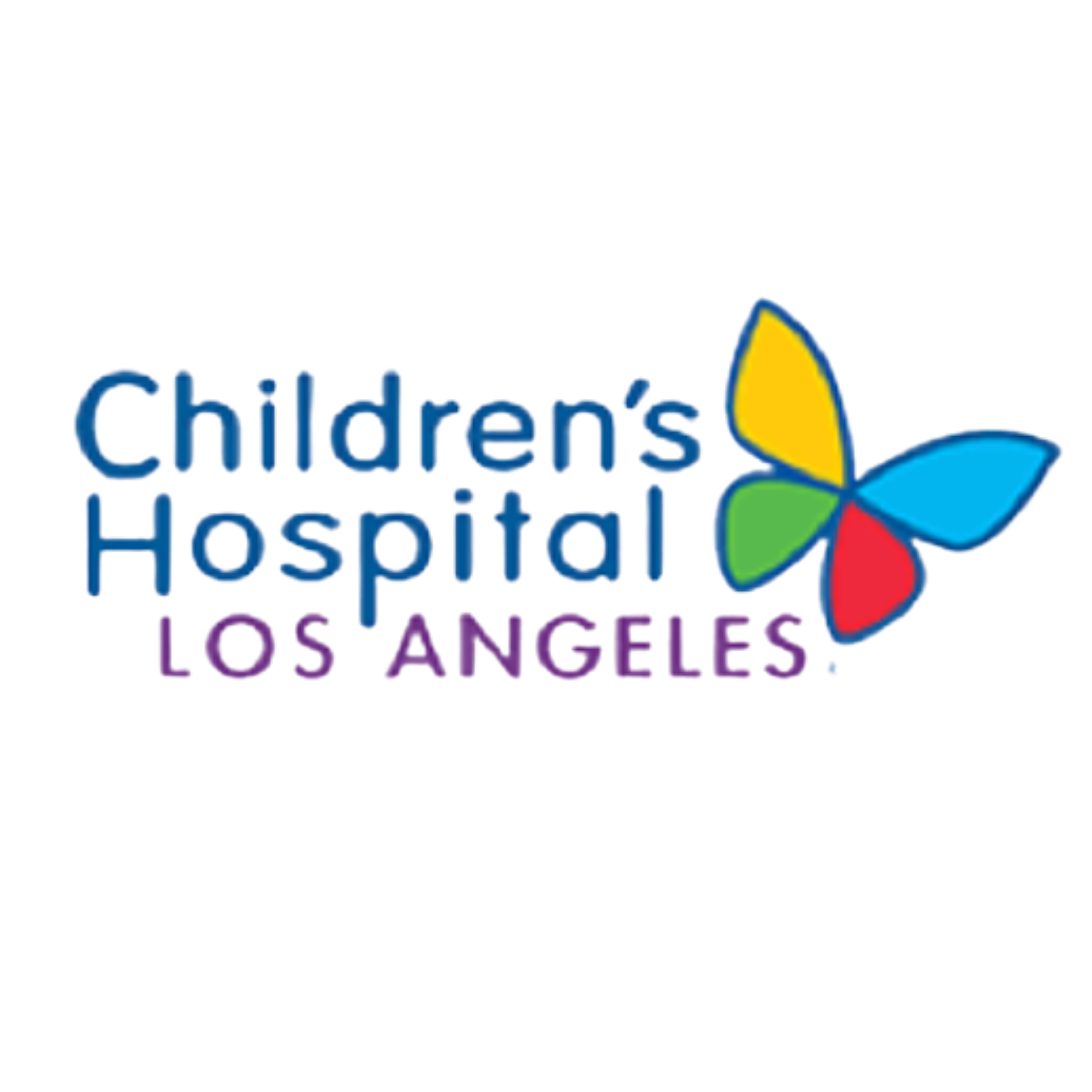 Colorful logo with a stylized butterfly and the words 'Children's Hospital Los Angeles'