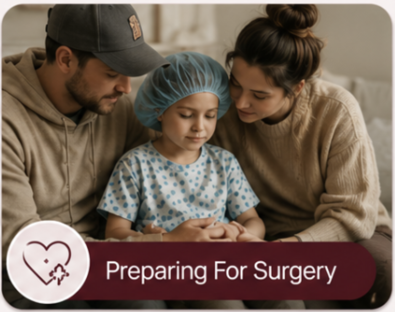 Parents supporting their child while preparing for congenital heart surgery