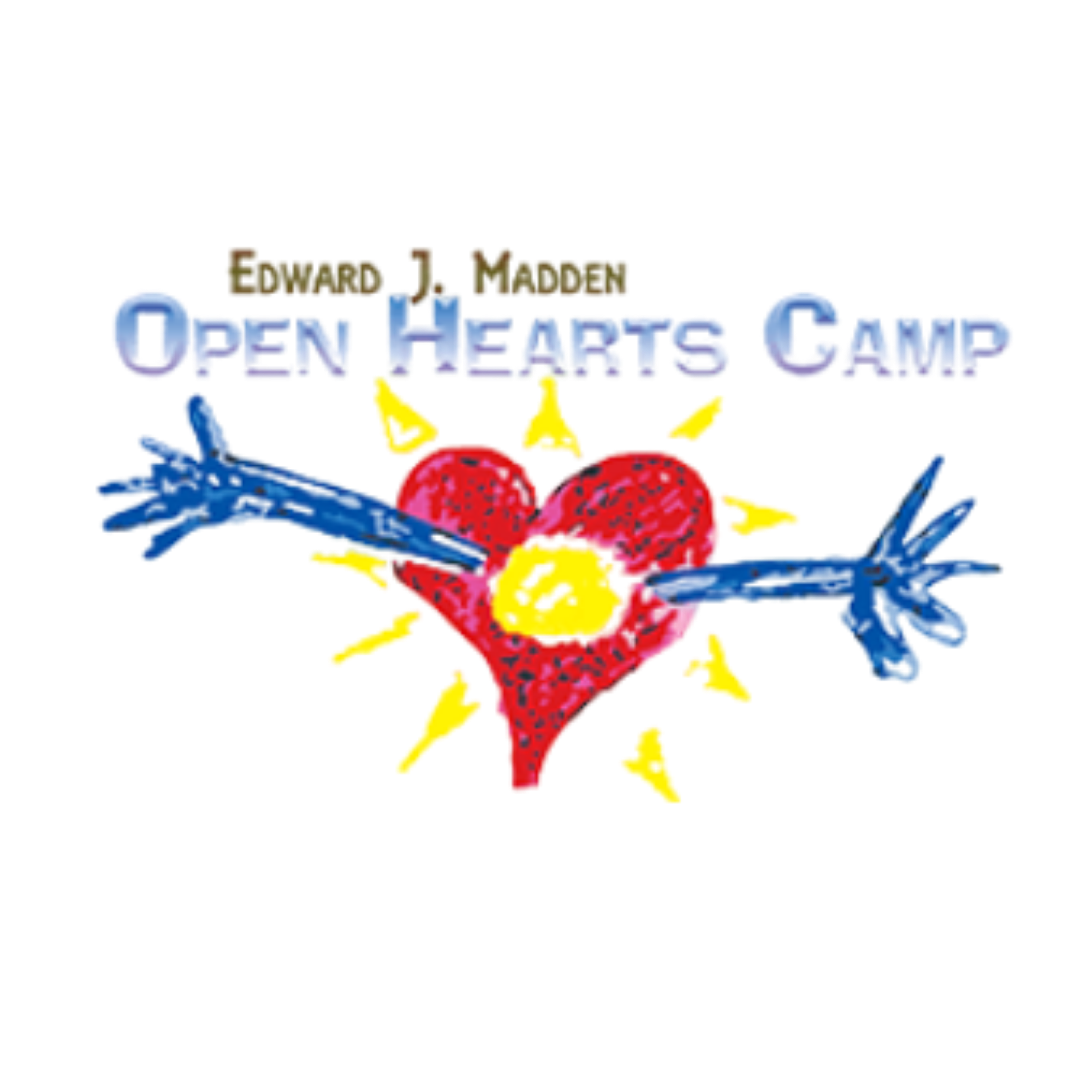 Colorful logo for the 'Open Hearts Cafe' featuring layered text with a heart graphic and playful font.
