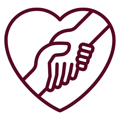 Linked by Love heart-and-hands symbol representing connection and support