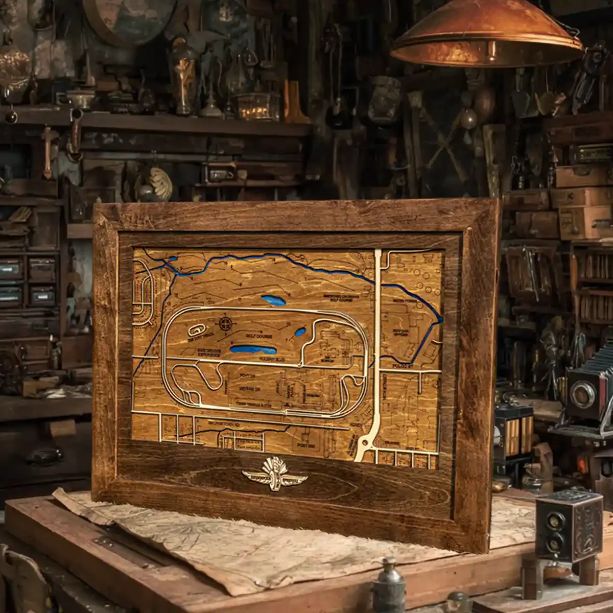 Indianapolis Motor Speedway Layered Wooden Cartography Map