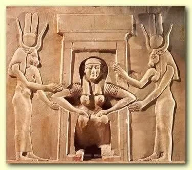 depiction of ancient egyptian giving birth