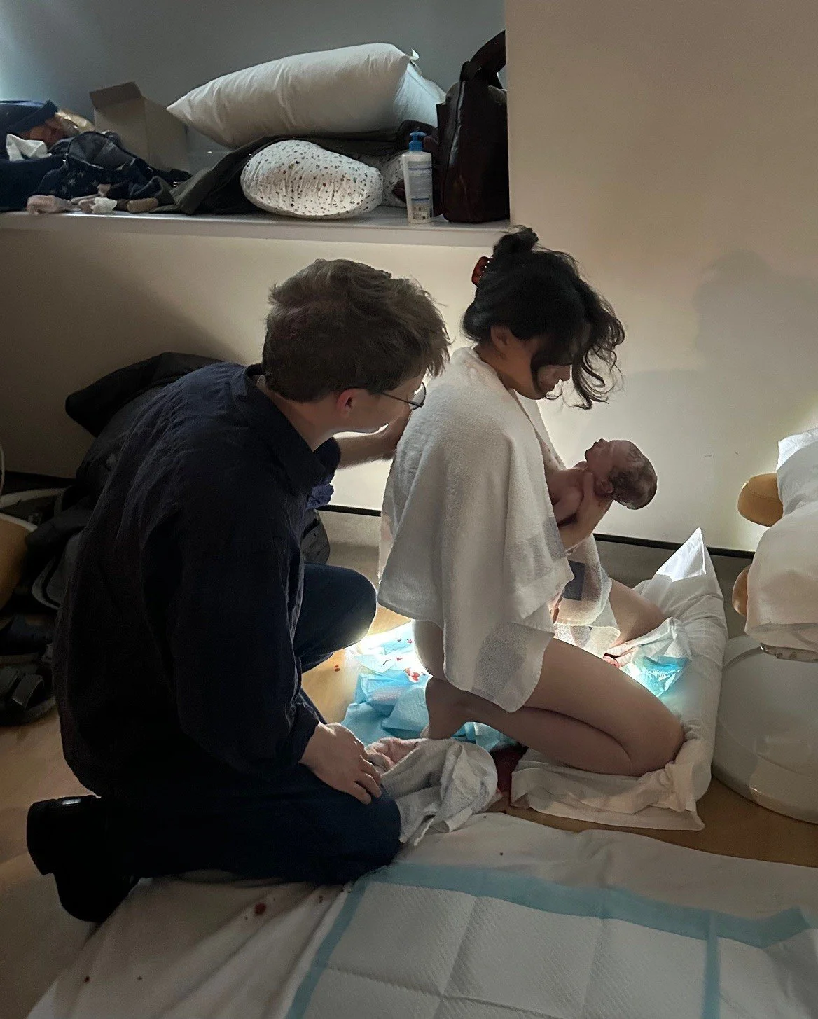 Meeting baby for the first time in the birth centre