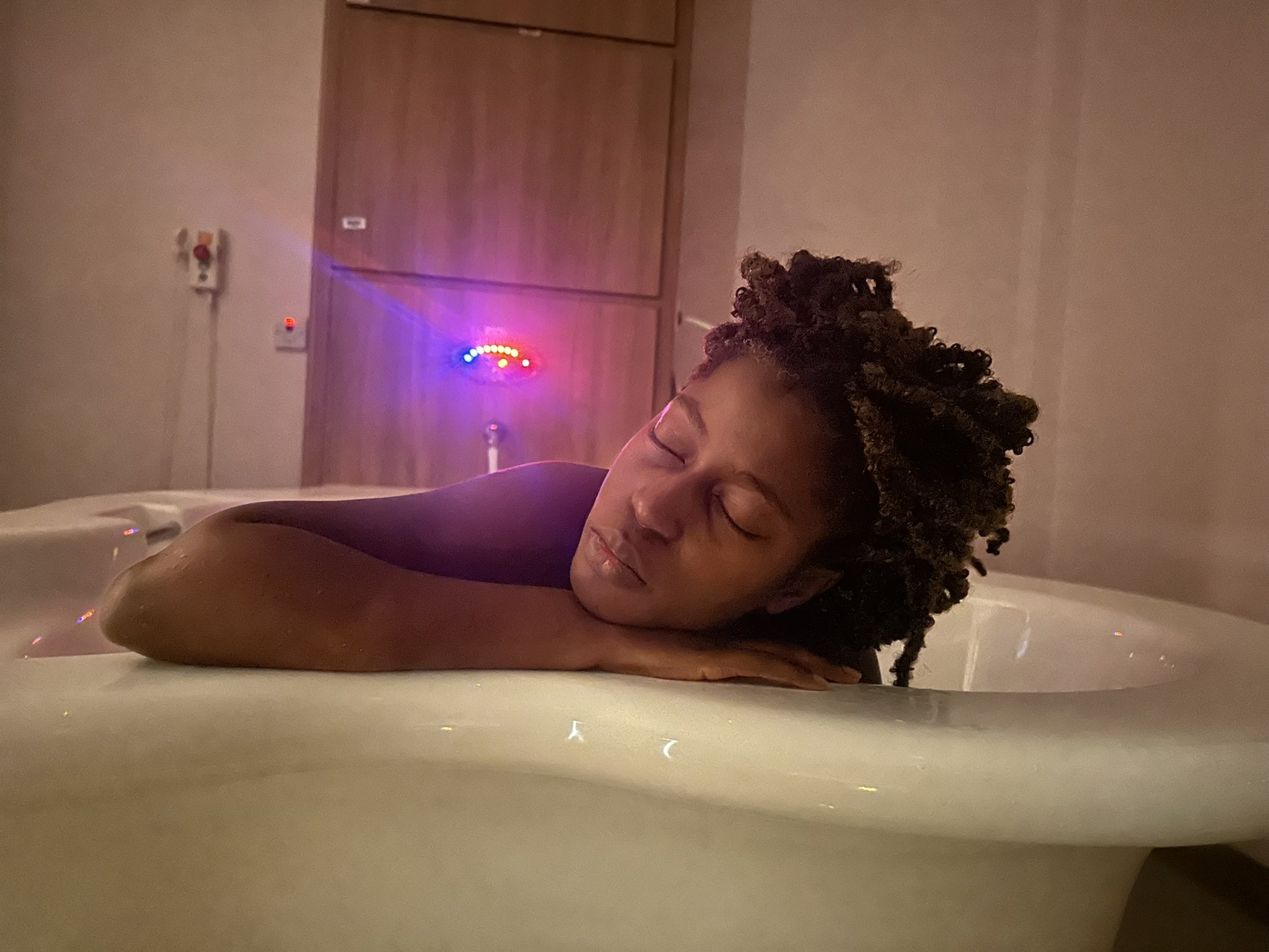 Woman finding relief from contractions in Birth Centre pool