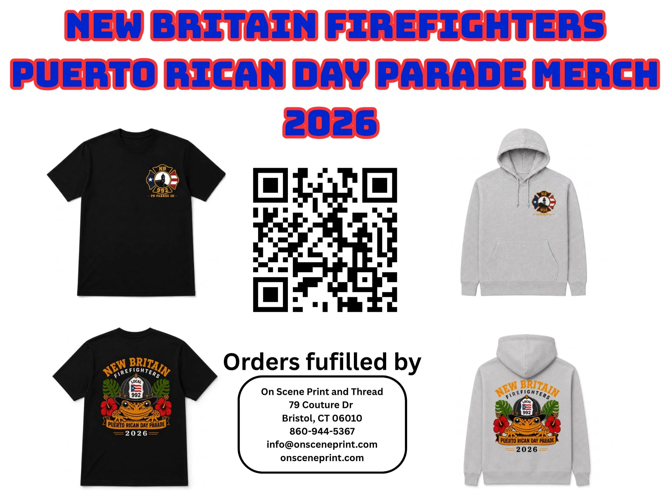 The 2026 New Britain Firefighters Puerto Rican Day Parade collection drops tomorrow at noon 🇵🇷 🔥 

Onsceneprint.com 

@newbritainfire_local992