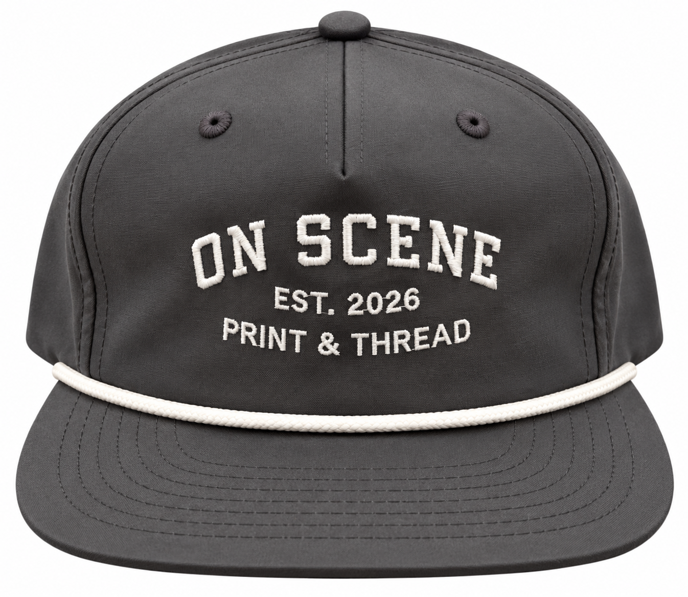On Scene Heritage Rope Hat Charcoal White