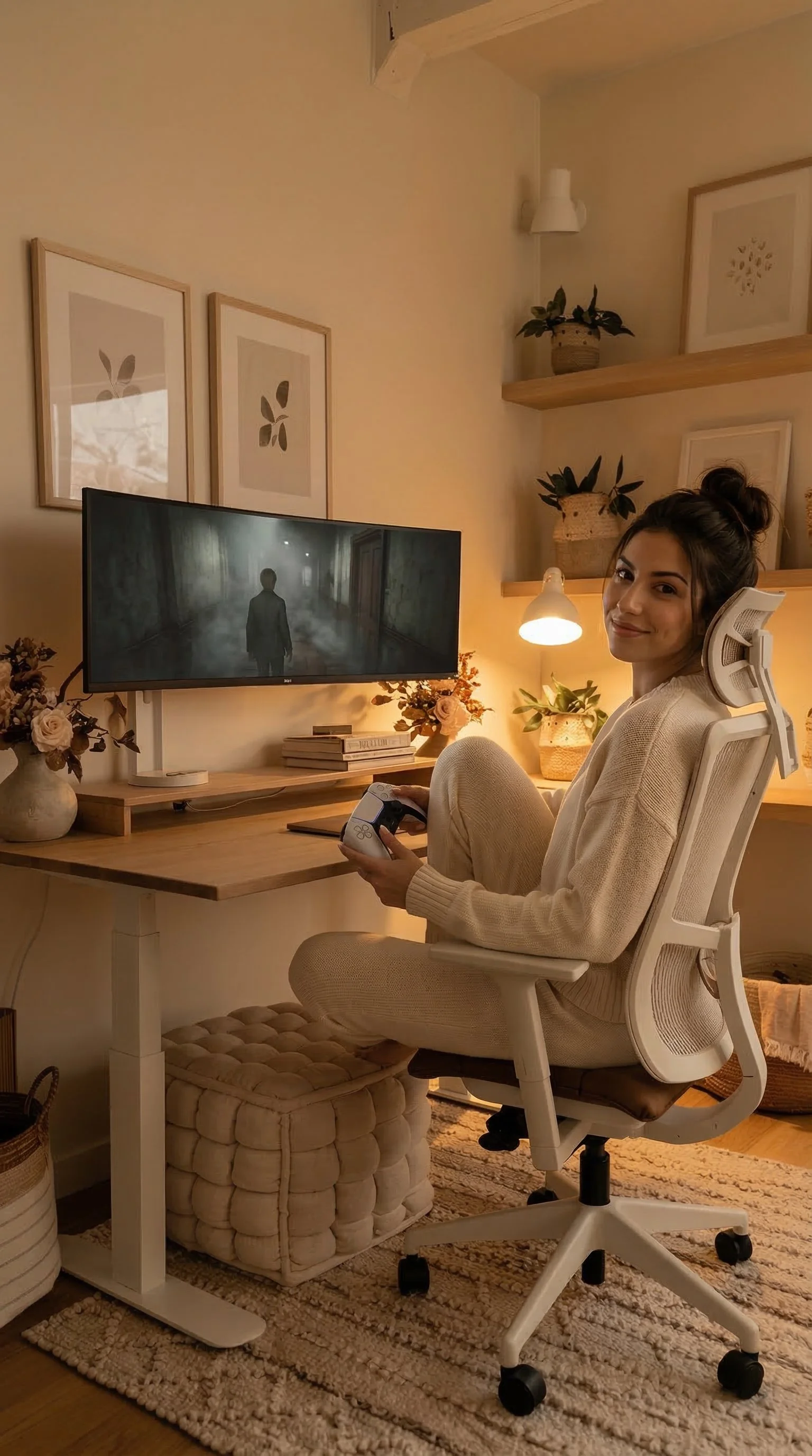 Brittany Yacko therapist at gaming PC setup Time to Talk Therapy