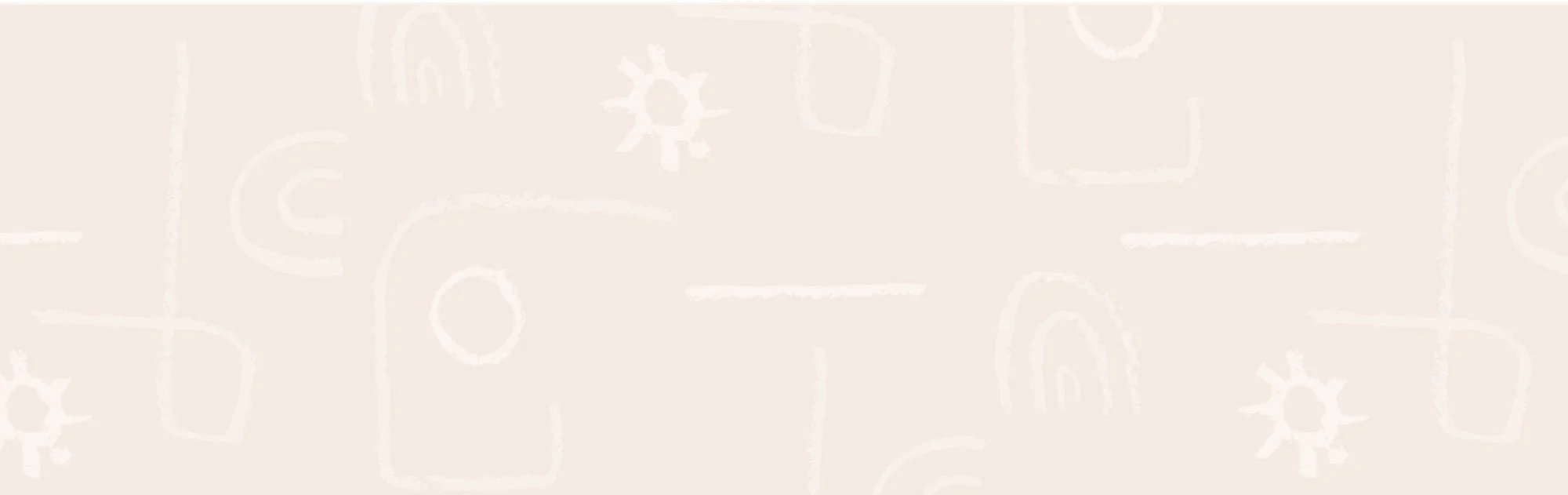 Faint, sketch-like drawings of various holiday and winter-themed objects, including snowflakes, a gingerbread man, a mug, a stocking, and a gift box, on a light beige background.