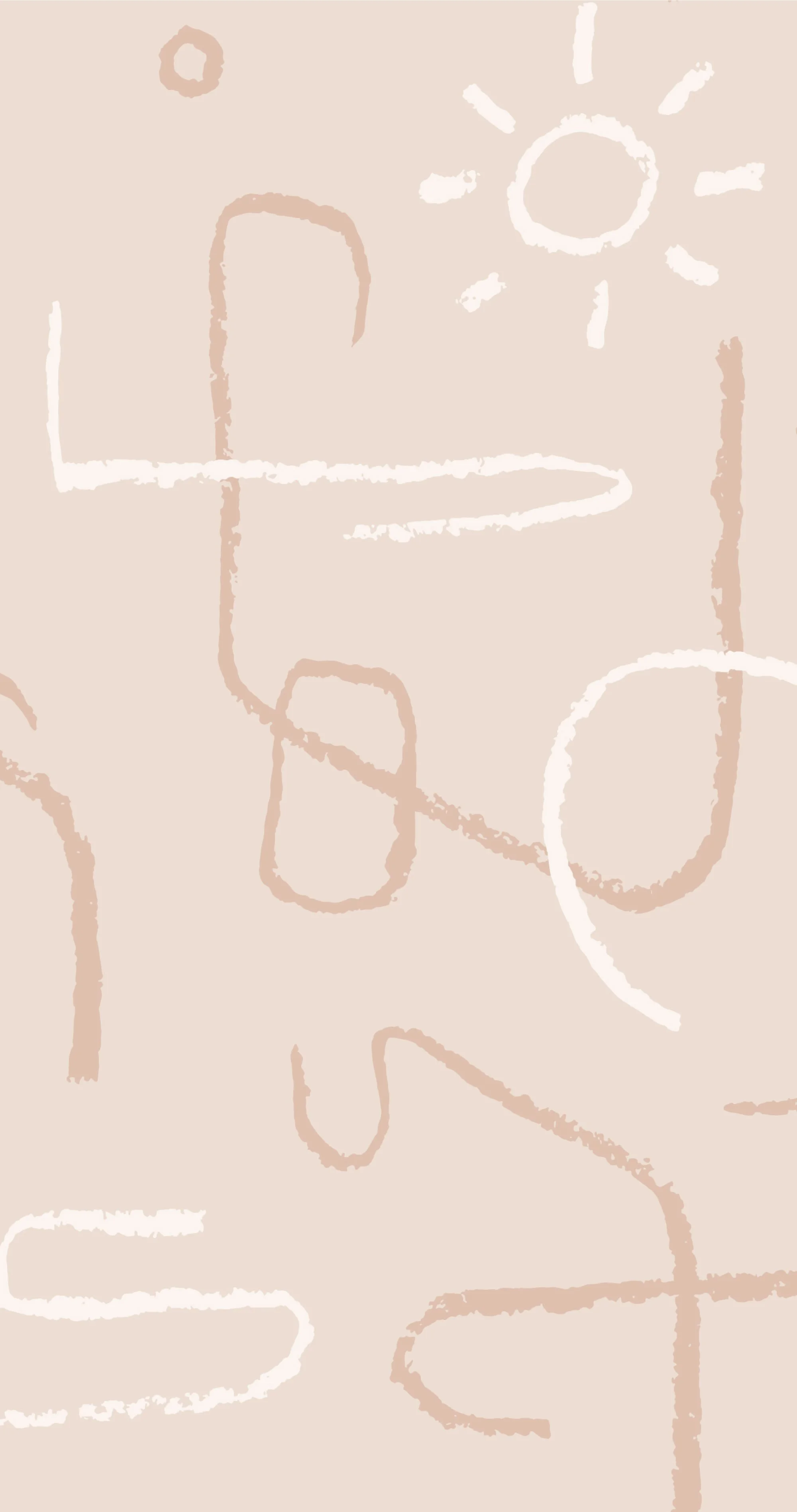 Abstract line art with beige and white tones, featuring shapes resembling a sun and various curved and straight lines.