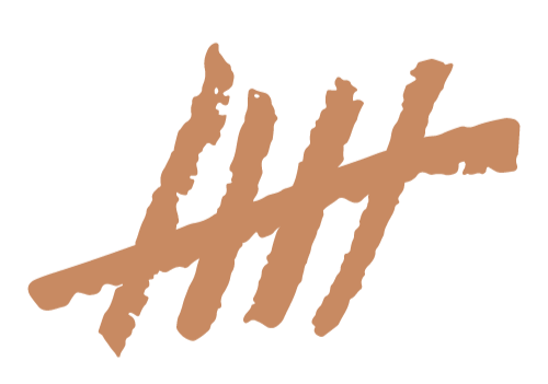 Brown stylized hashtag symbol on a black background.
