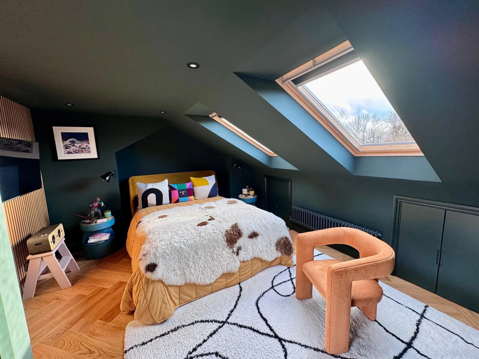 Loft Conversion. Architectural Designer. Master bedroom, bathroom. Master suite. During construction. skylight. stairwell. Tunbridge Wells. Victorian terrace house.