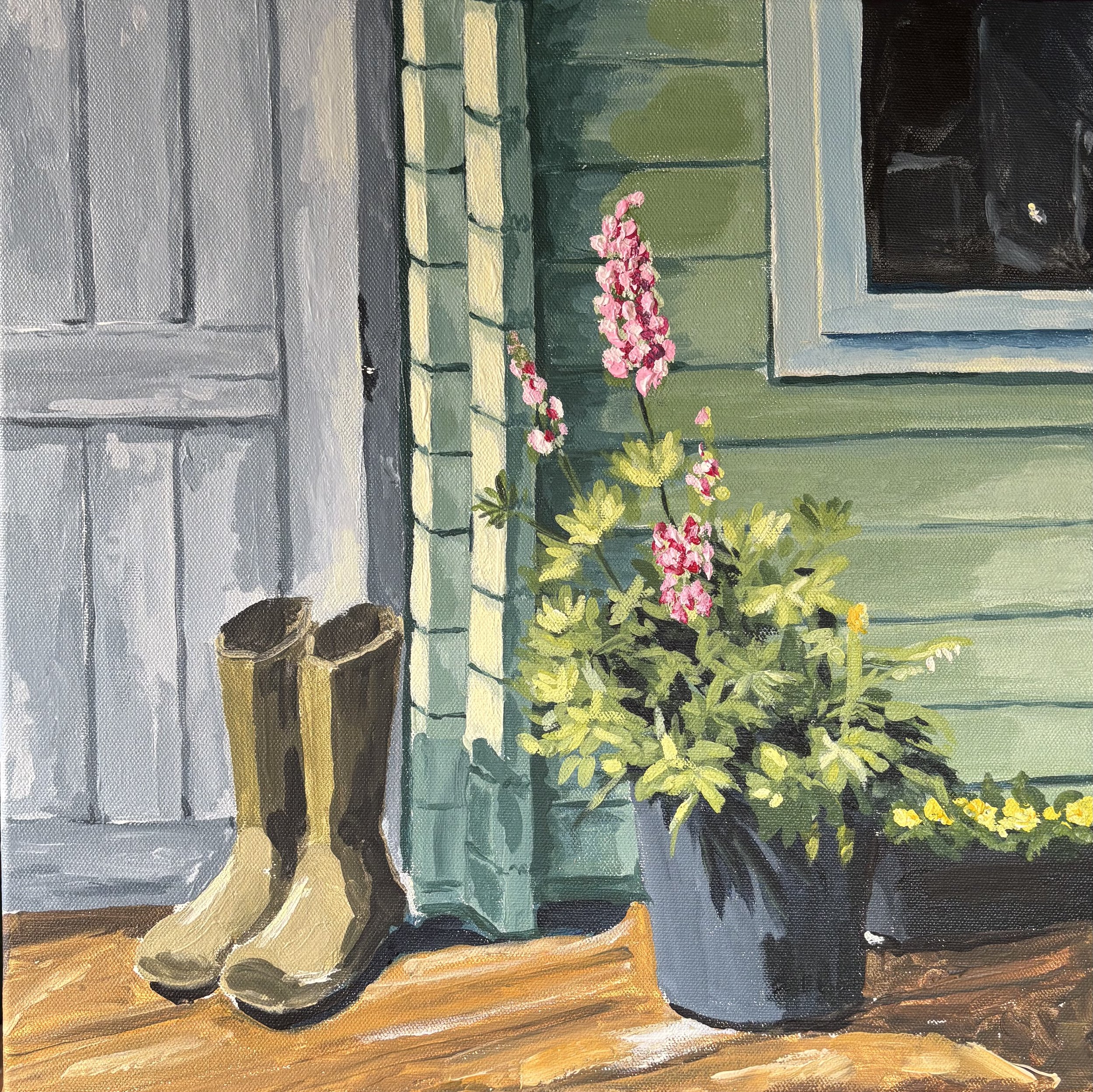 Wellington boots by the Summer House