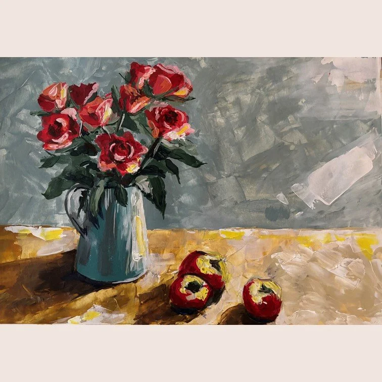 Red, red roses and apples