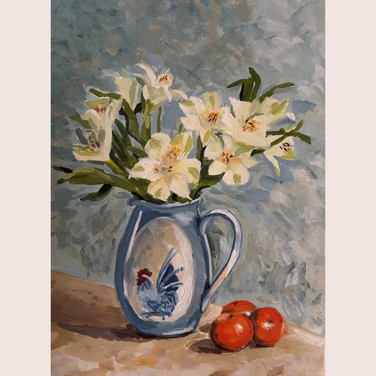 The cockerel jug with satsumas
