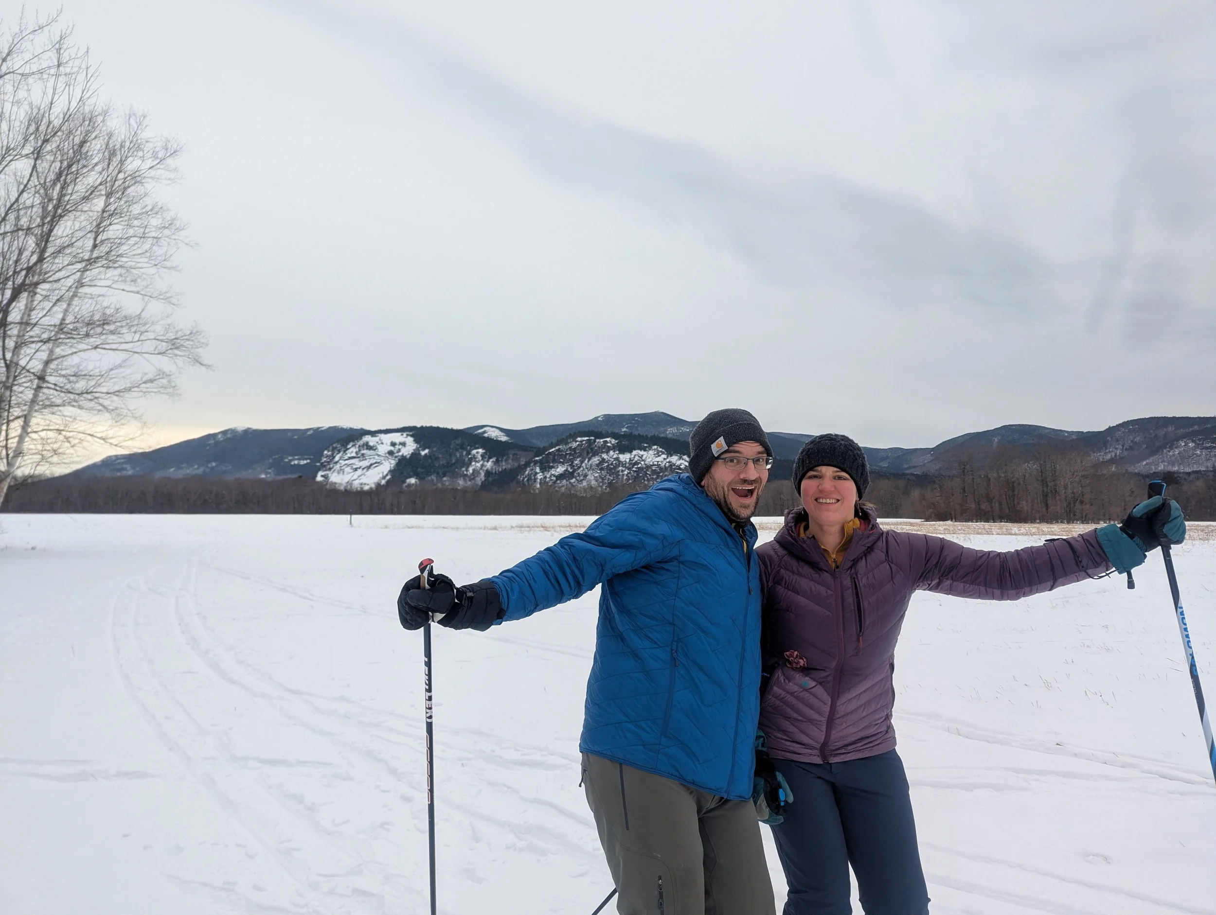 Owners Liz and Kevin Prior skiing in North Conway, NH.  Kevin Prior is a licensed NH Pump installer, NH level II water treatment, NH Level II Water Distribution and Maine Master Pump Installer.