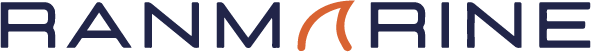 Logo with the text 'RANMARINE', with a stylized sailboat icon integrated into the letter 'M'