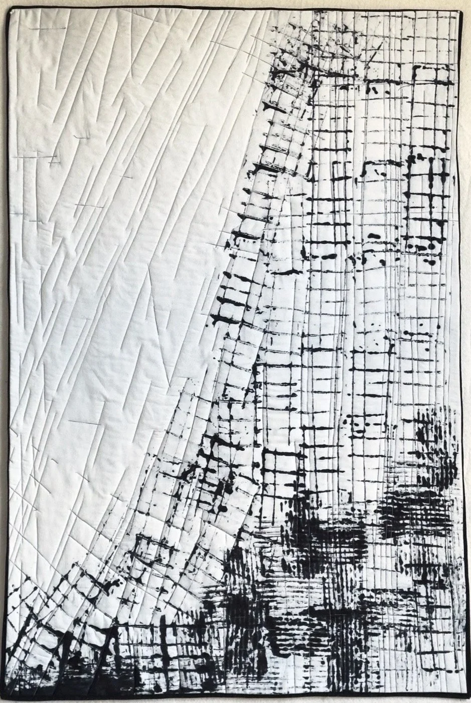 Cities, hand dyed monoprint, machine stitched, 27”x44”, $1200