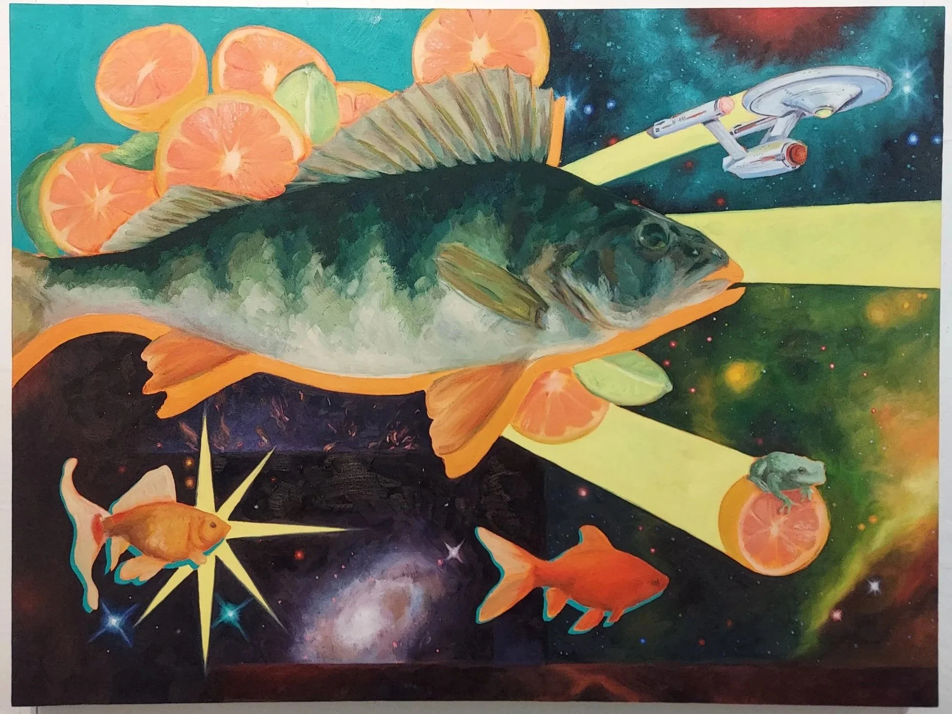 Perch Collage, oil on canvas