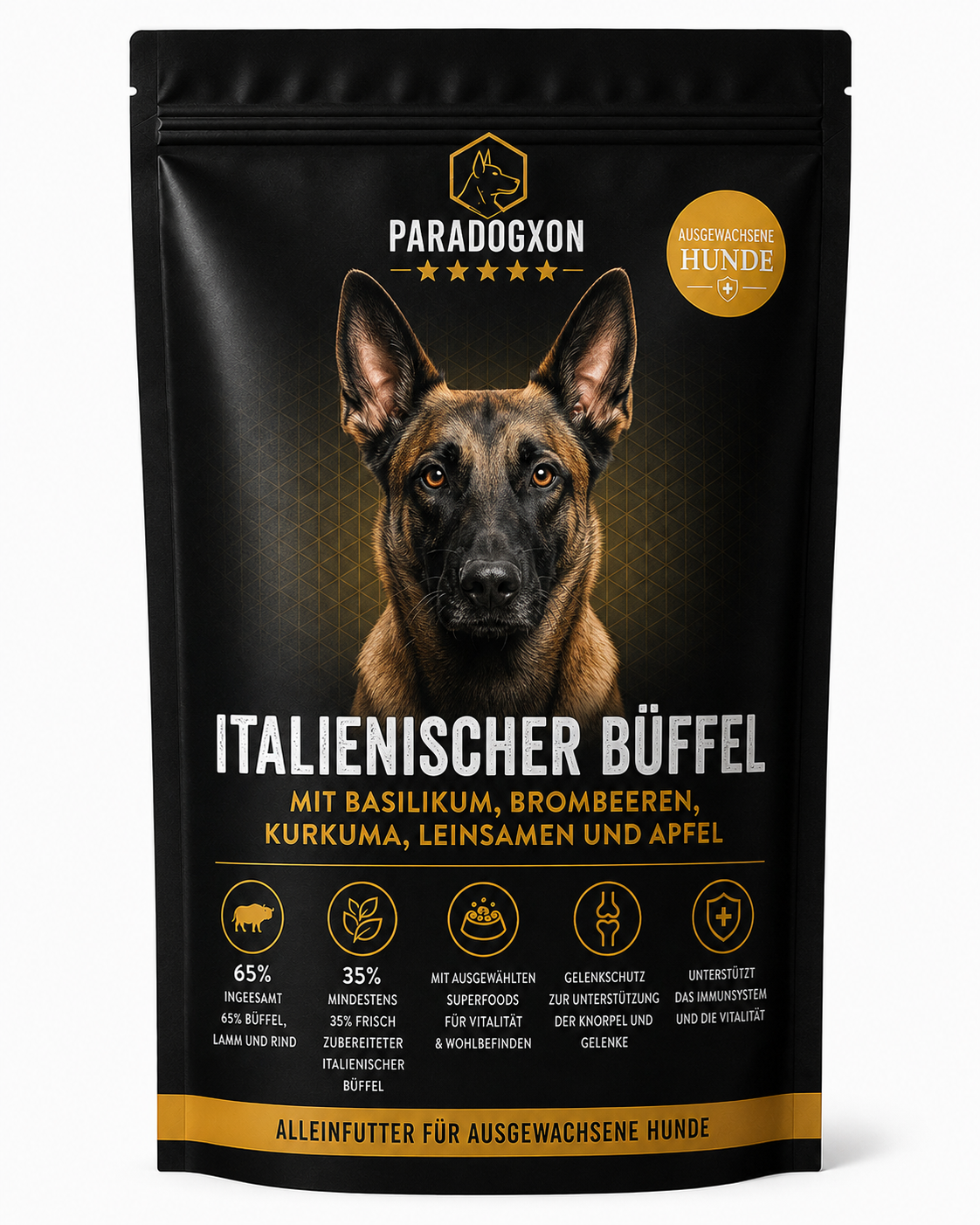 Superfood- Italienischer Büffel mit Basilikum, Brombeeren, Kurkuma, Leinsamen und Apfel - Adult