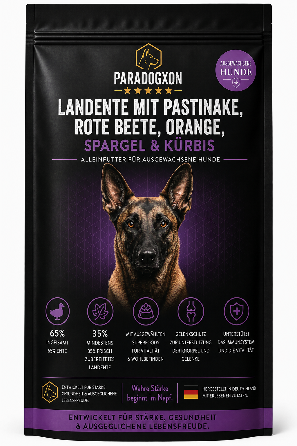 Superfood- Landente mit Pastinaken, Rote Beete, Orange, Spargel & Kürbis - Adult