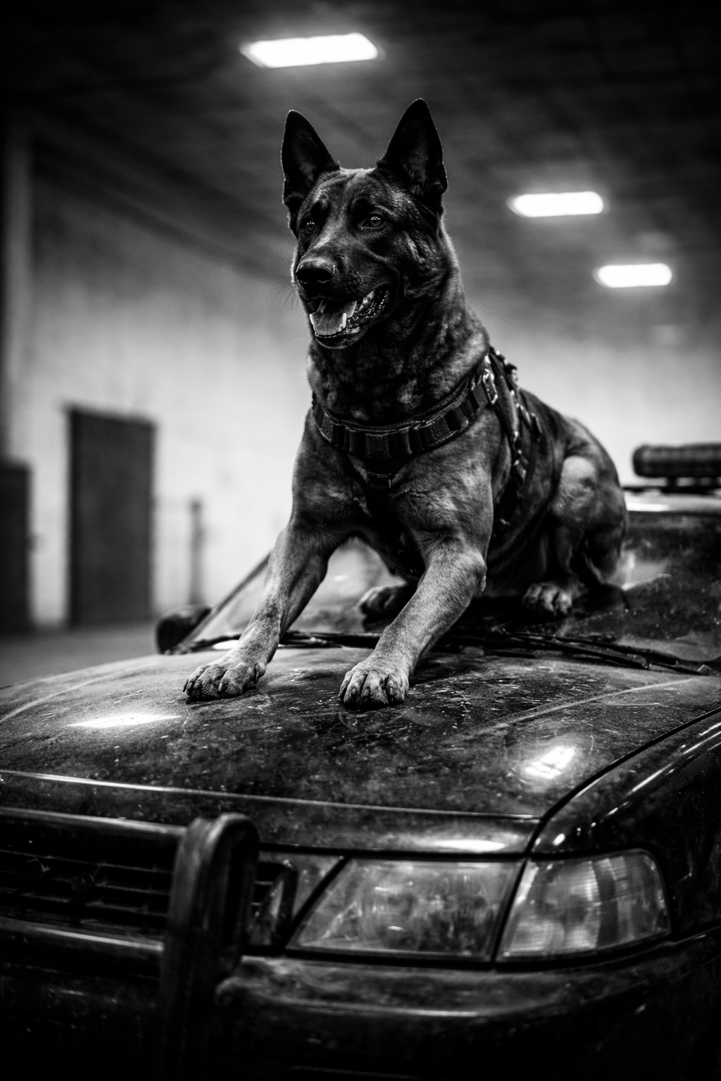 Deutscher Schäferhund im strukturierten Training auf erhöhtem Objekt