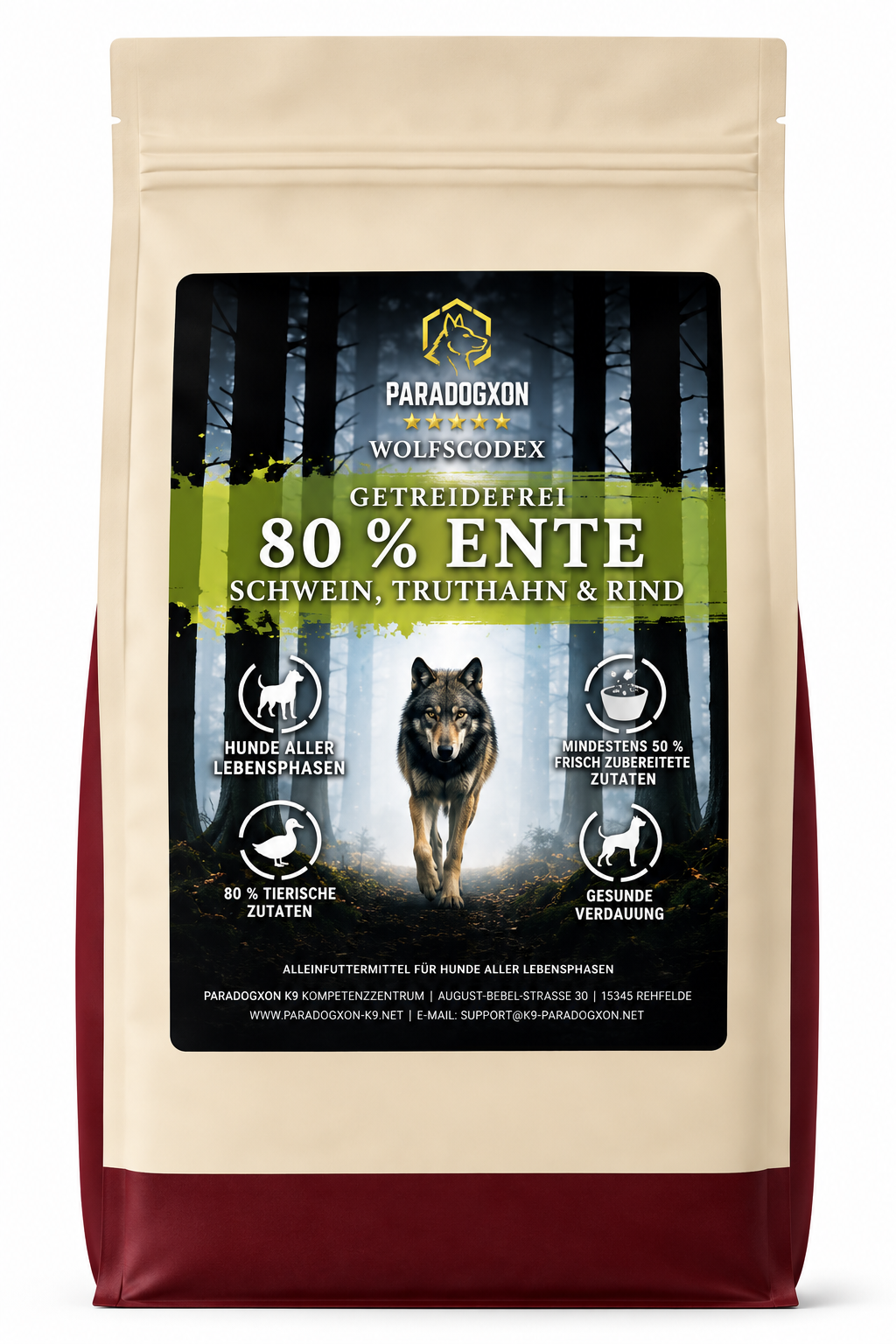 Wolfscodex 80% Ente, Schwein, Truthahn & Rind - Für alle Lebensphasen