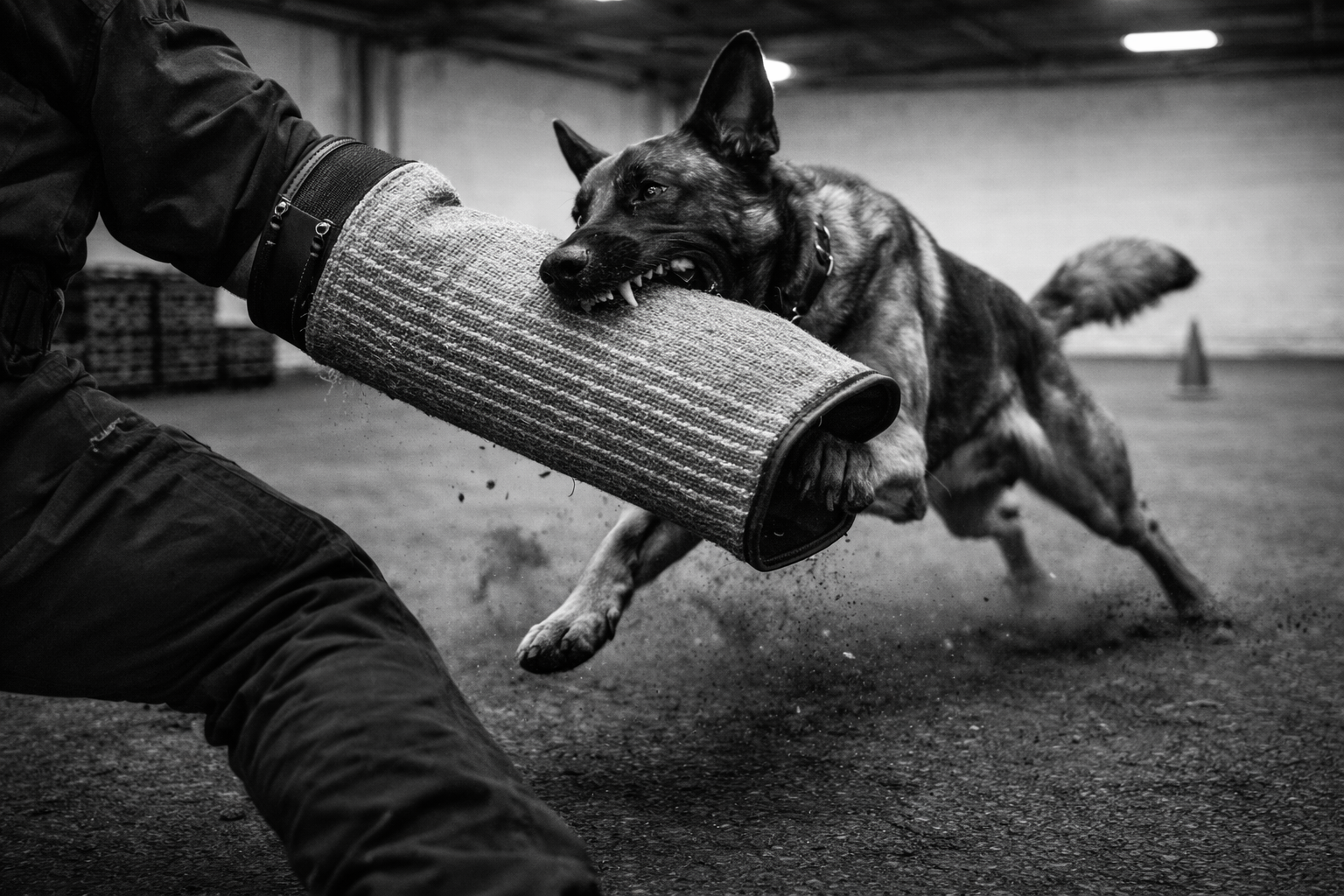 Schutzdiensttraining mit Hund und Fokus auf Kontrolle