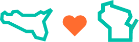 Icon that shows Sicily and Madison connected by a heart.