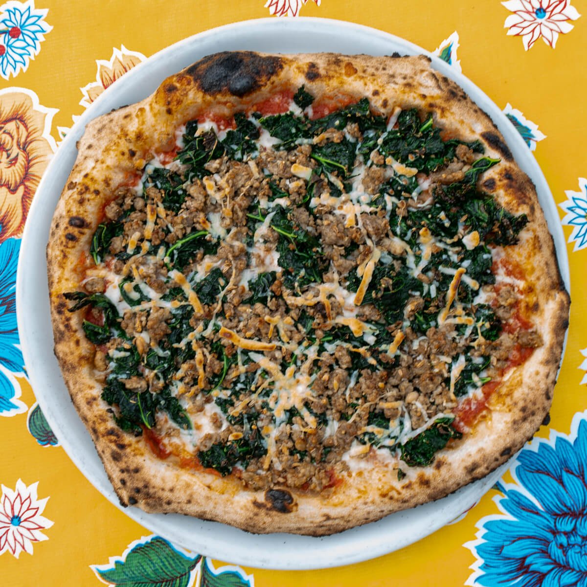 Toscana pizza special with Tuscan kale and sausage