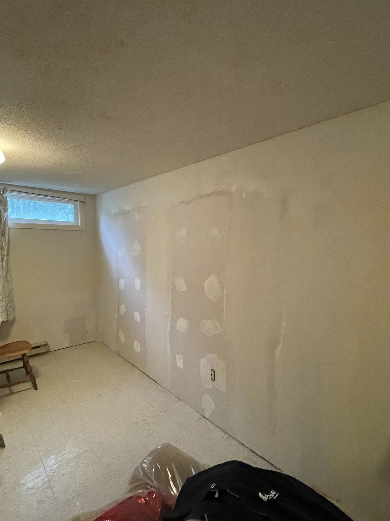 Basement remediation - drywall removed and containment