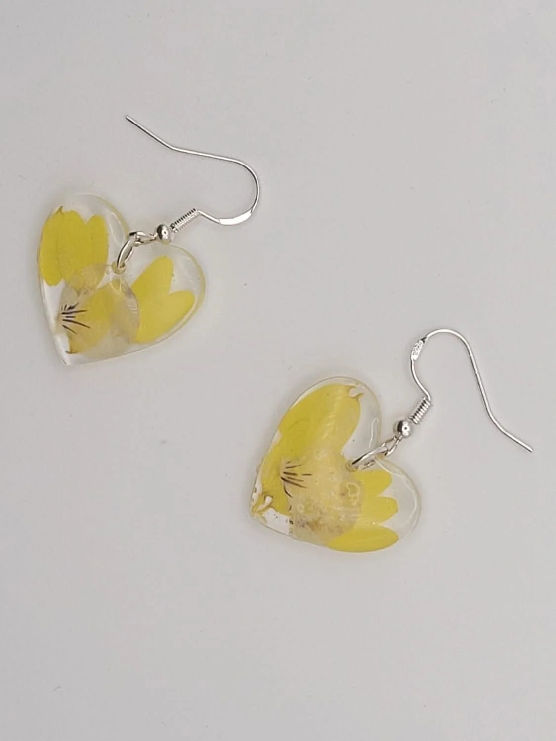 Pressed Flower Heart Earrings