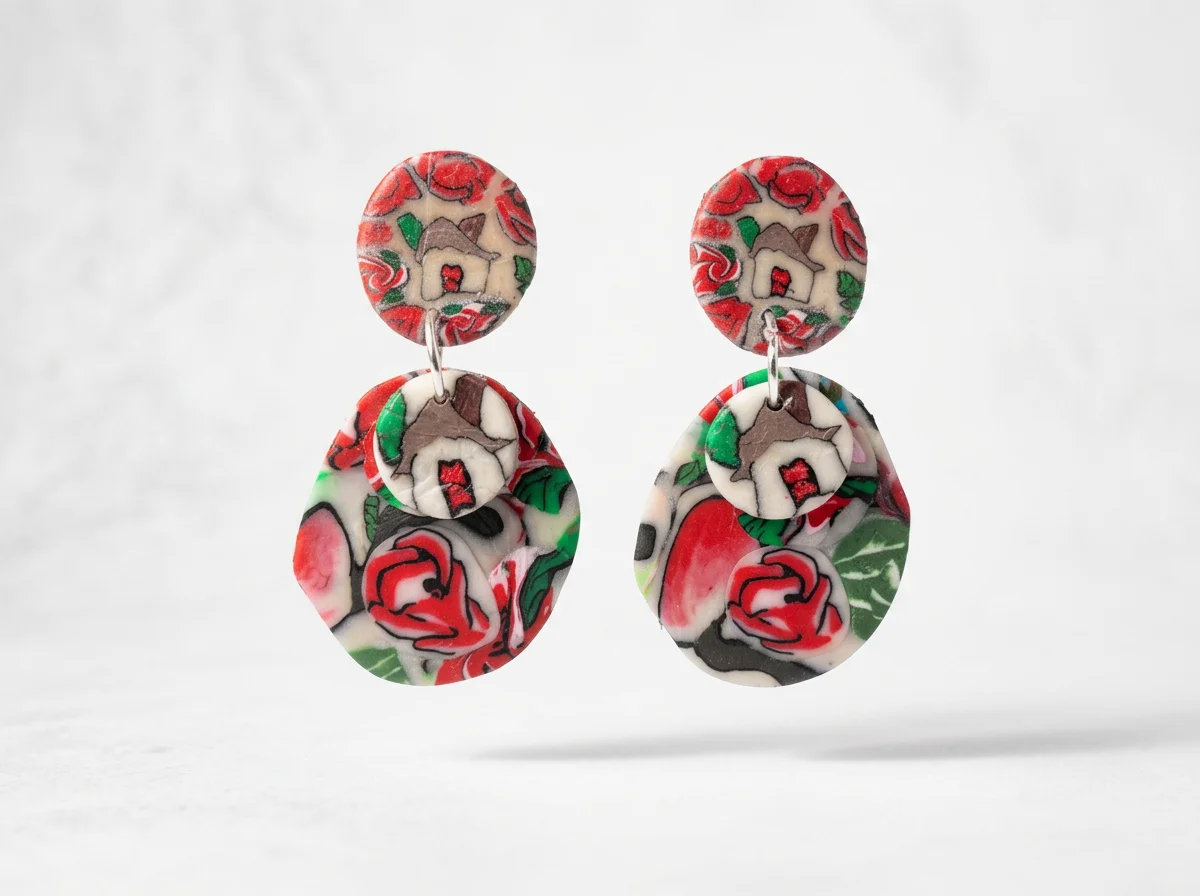 Handcrafted Polymer Clay Pattern Earrings
