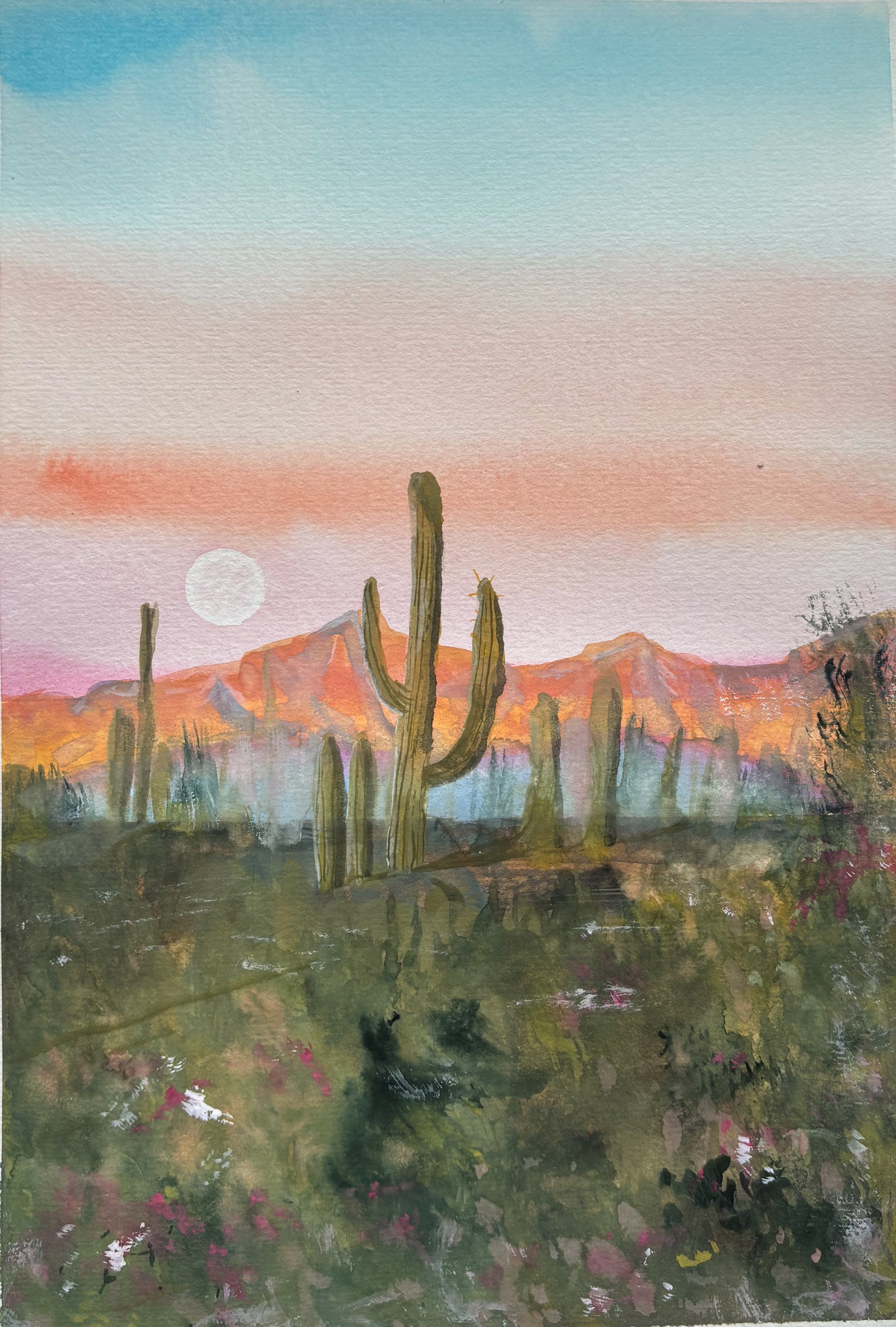 Desert Oasis Watercolour Original