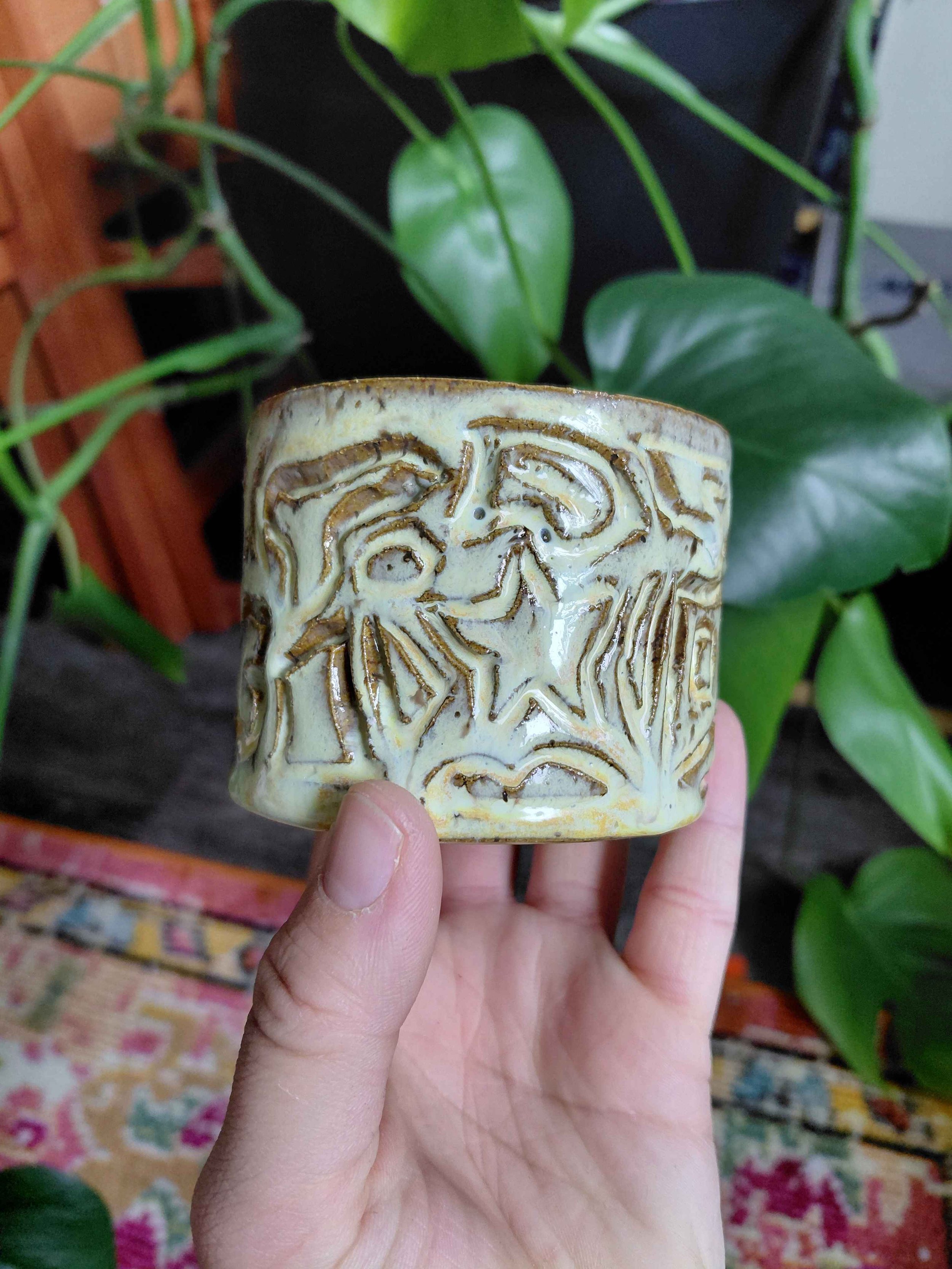 Yellow polka-doodle cup