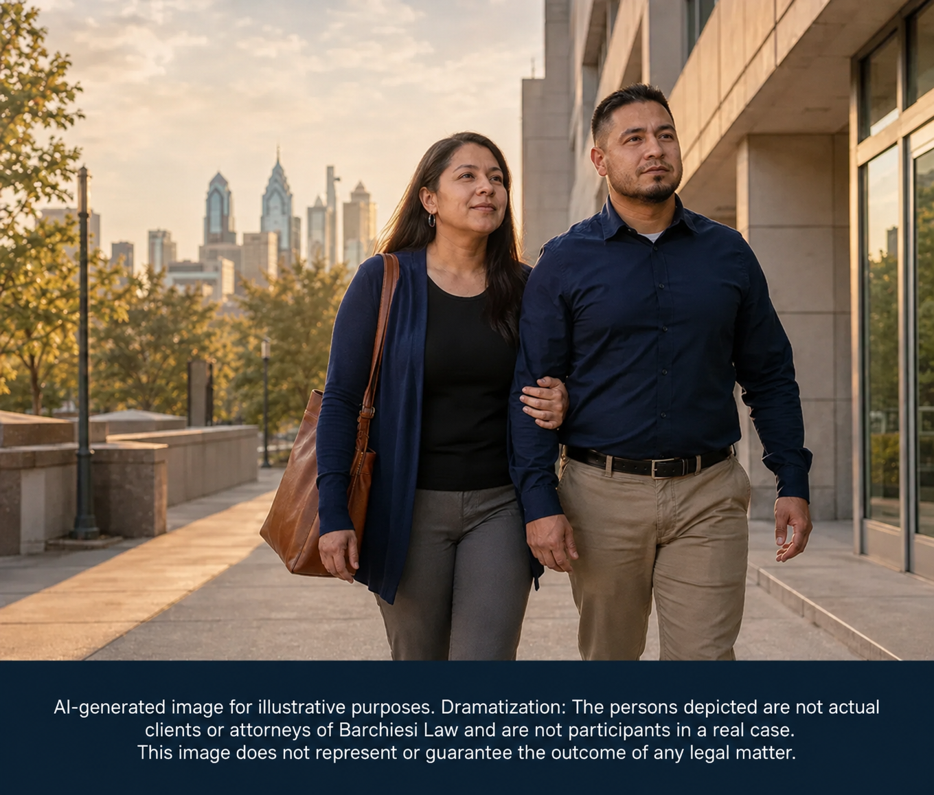 Couple walking in Philadelphia while seeking immigration consultation and legal guidance.