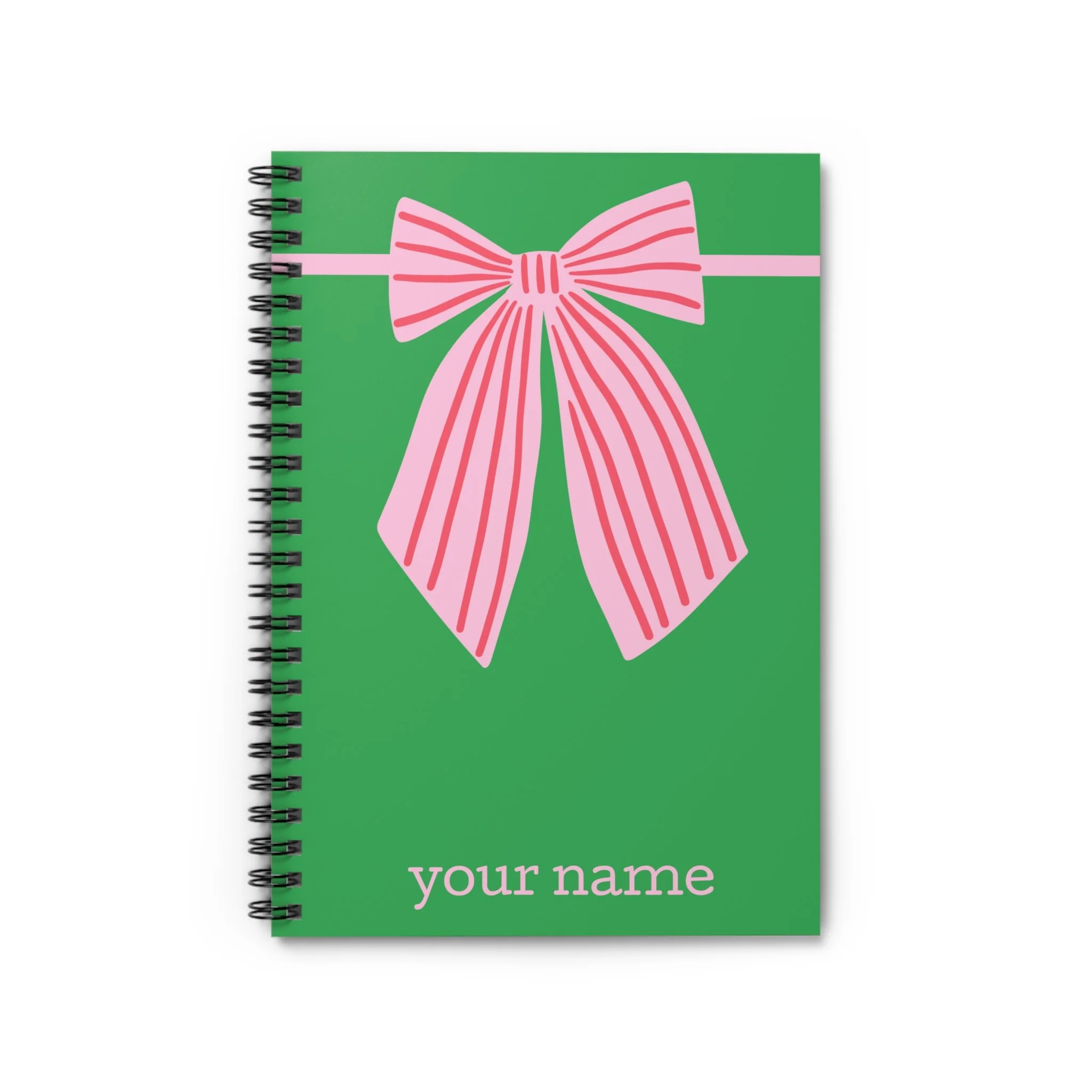 Striped Bow Spiral Notebook - Ruled Line