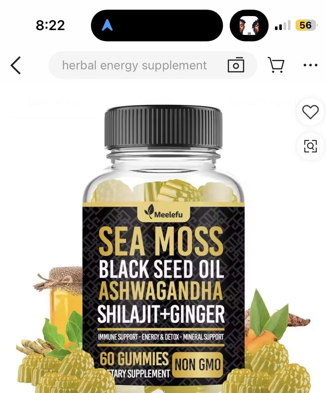Meellefu Sea Moss & Black Seed Oil Gummies with Shilajit + Ginger