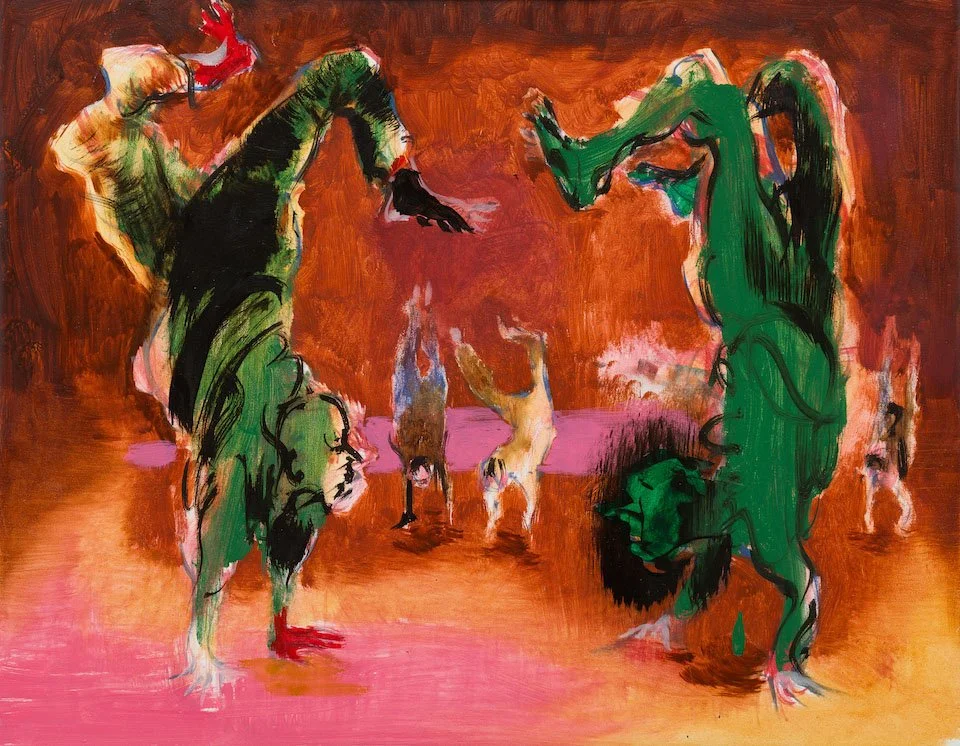 Walking on Hands –  oil on panel 36x28cm 