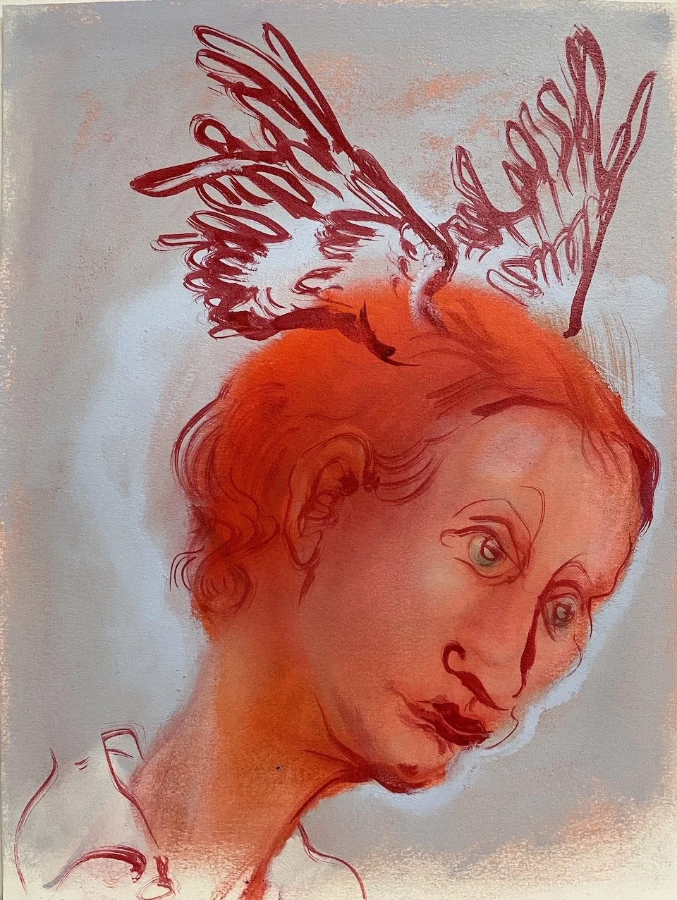 Hermes with Tattered Wings -  Oil on paper 40x30cm 2024 