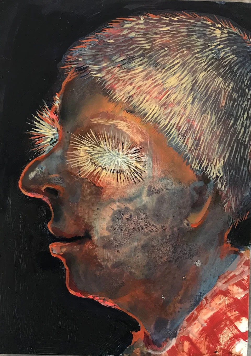 Pale Eyelashes –  oil on panel 18x13cm 2017 	