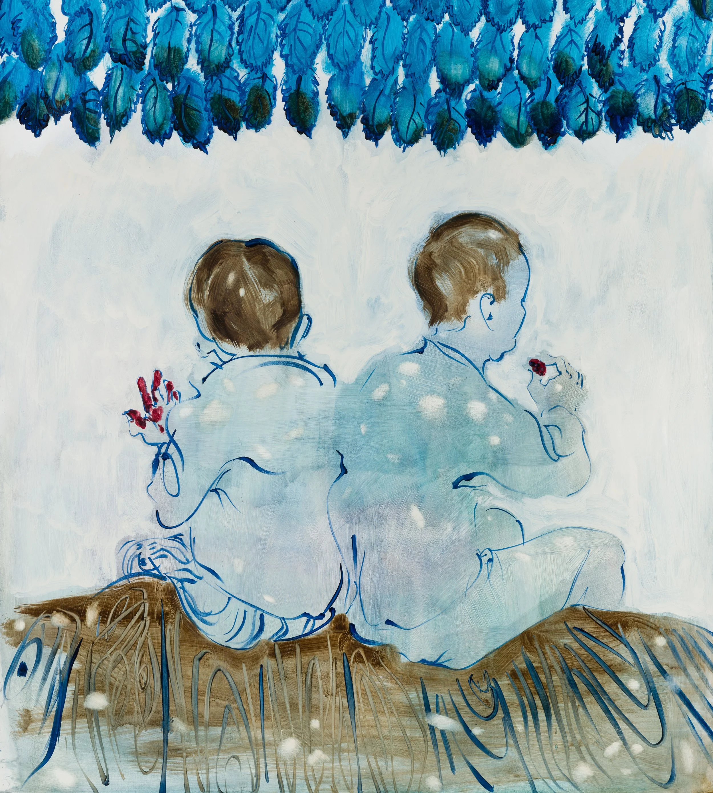 Mulberries –  oil on gessoed paper 137x100cm 2018 
