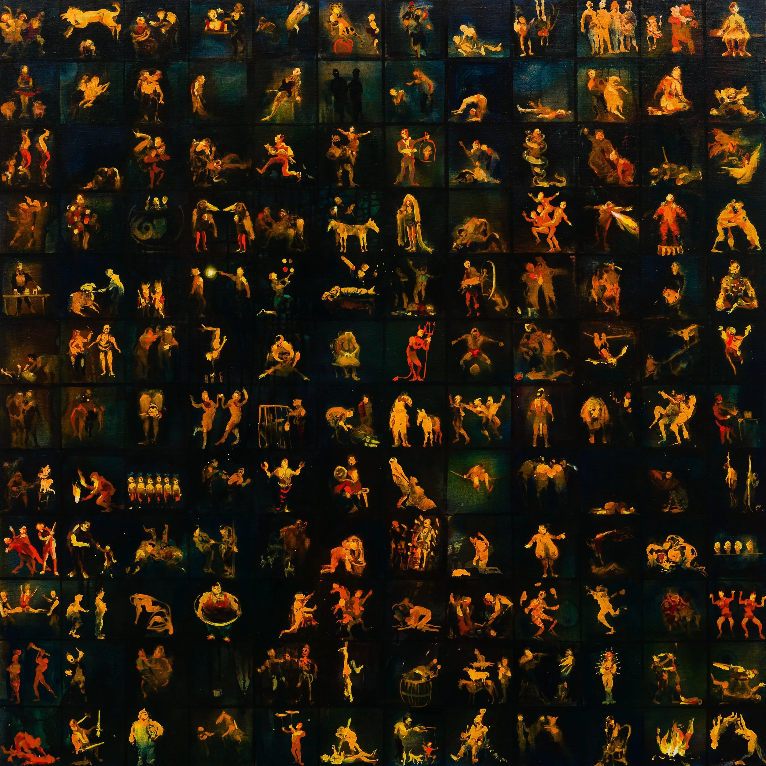 The Headless Lady (Sideshows, Crimes and Other Entertainments) –  ink and oil on linen 183x183cm 2016 