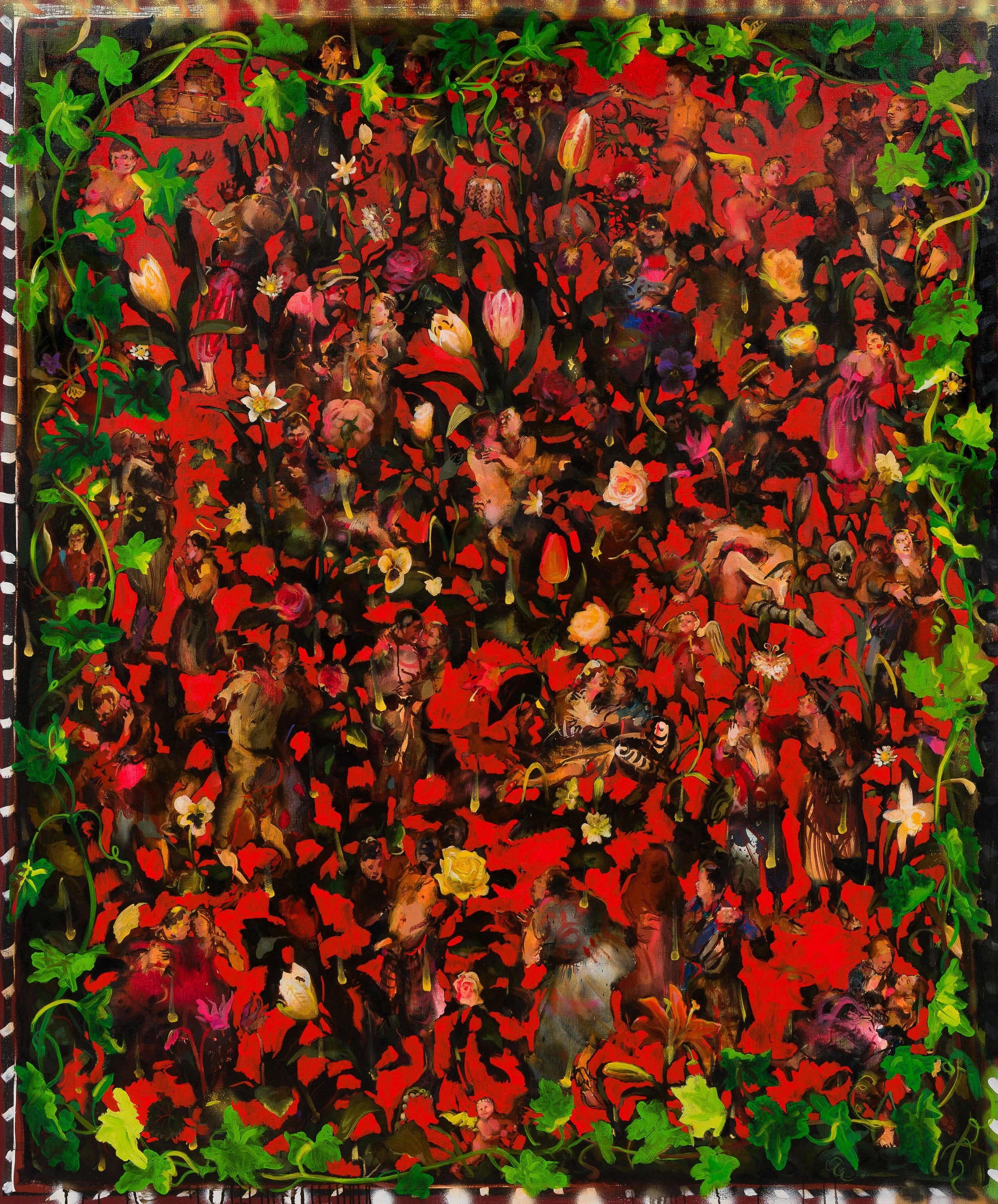 Joyful News to Bachelors and Maids –  oil & spray paint on linen 182x152cm 2018 