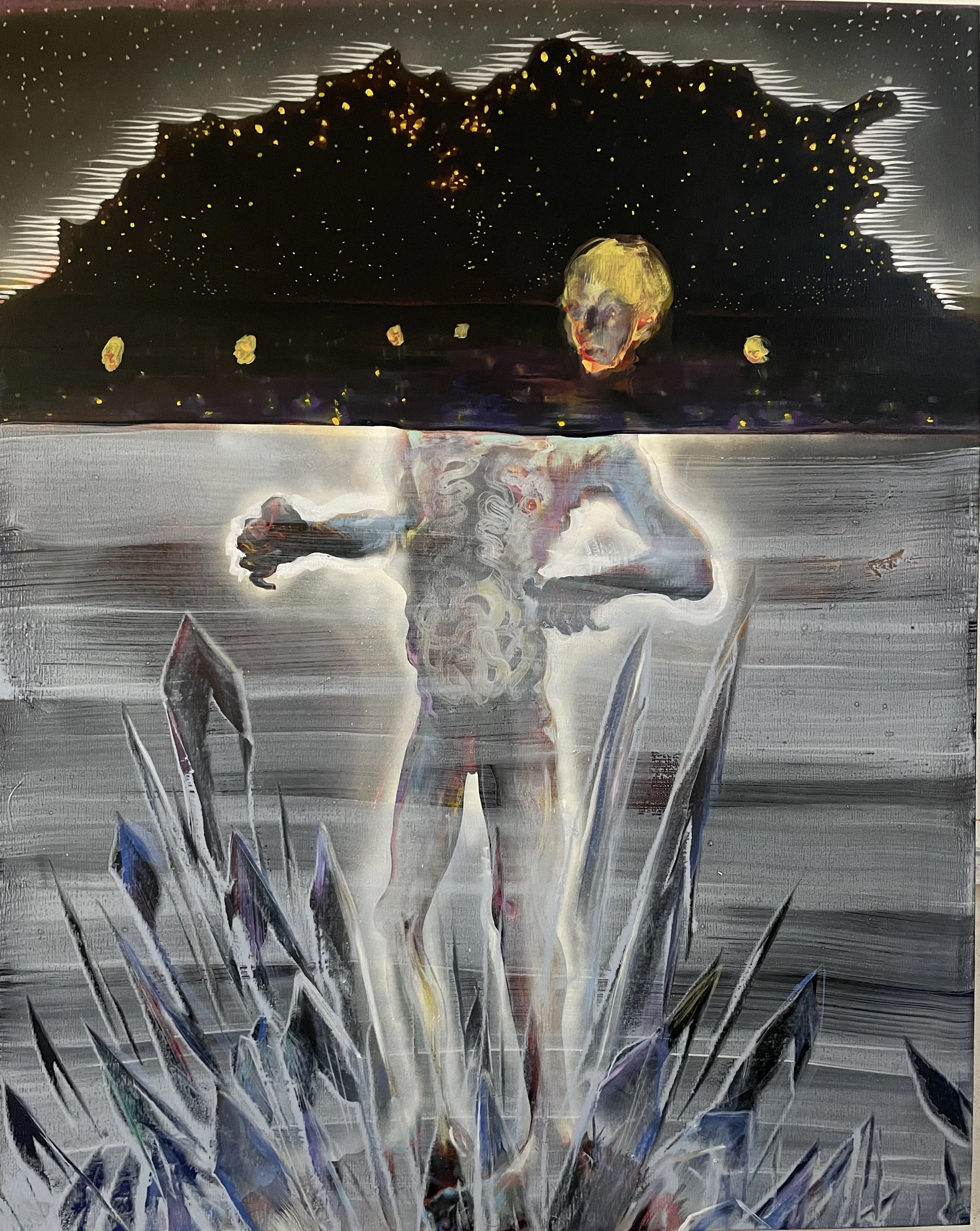 Frozen –  Oil & spray-paint on linen 152x121cm 